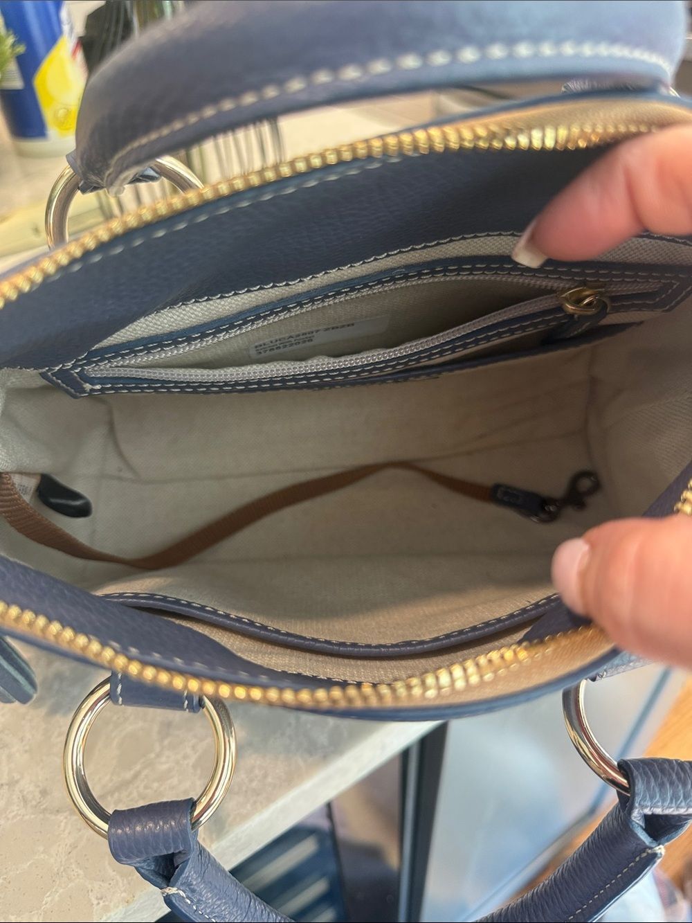 Dooney & Bourke Lucca Leather Satchel With Pocket in the shade Azure - Picture 7 of 9